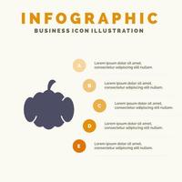 cucurbitacées halloween citrouille canada solide icône infographie 5 étapes présentation fond vecteur