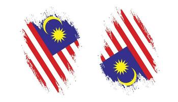 ensemble de vecteurs de drapeau grunge en détresse malaisie vecteur