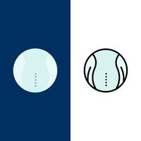 balle tennis sport jeu icônes plat et ligne remplie icône ensemble vecteur fond bleu