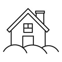 icône de maison en bois de montagne, style de contour vecteur