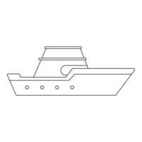 icône de bateau à moteur, style de contour. vecteur