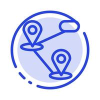 carte de localisation gps icône de ligne en pointillé bleu vecteur
