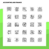 ensemble d'icônes de ligne comptable et financière ensemble de 25 icônes vectorielles conception de style minimalisme icônes noires définies pack de pictogrammes linéaires vecteur