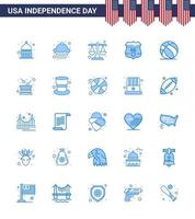 pack de 25 créatifs usa independance day liés au blues du football américain justice bouclier de sécurité modifiables usa day vector design elements