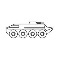 icône à roues de transporteur de troupes blindé, style de contour vecteur