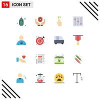 pack de 16 signes et symboles de couleurs plates modernes pour les supports d'impression Web tels que les outils corporels humains déverrouillés pack modifiable d'éléments de conception de vecteur créatif