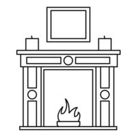 icône de cheminée de chambre, style de contour vecteur