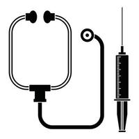 stéthoscope, icône de la seringue, style simple vecteur