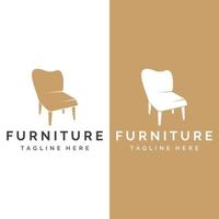 conception créative de logo de modèle de meubles de chaise intérieure avec des lignes géométriques modernes. avec une forme élégante et minimaliste. vecteur