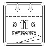 icône de calendrier de novembre, style de contour. vecteur