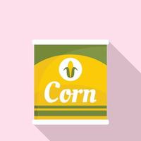 icône de boîte de maïs, style plat vecteur