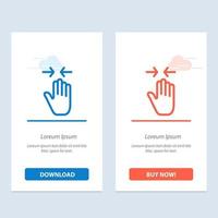 geste de la main pincer la flèche zoomer en bleu et rouge télécharger et acheter maintenant le modèle de carte de widget web vecteur