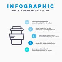 icône de ligne de boisson d'étude de verre avec fond d'infographie de présentation en 5 étapes vecteur