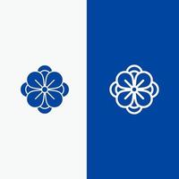 anémone anémone fleur fleur fleur de printemps ligne et glyphe icône solide bannière bleue ligne et glyphe icône solide bannière bleue vecteur