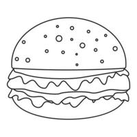 icône de cheeseburger, style de contour vecteur