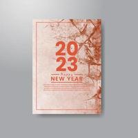 modèle de carte de bonne année 2023 avec fond aquarelle vecteur