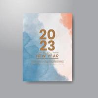 modèle de carte de bonne année 2023 avec fond aquarelle vecteur