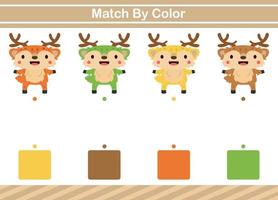 match par couleur d'animal jeu éducatif pour la maternelle jeu d'association pour les enfants vecteur