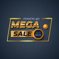 golden mega sale offre banner discount promotion mise en page pour les médias sociaux luxe élégant chic vecteur