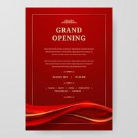 célébration d'affiche de grande ouverture avec décoration d'élément de ruban de soie satin tissu rouge pour le luxe élégant vip royal vecteur