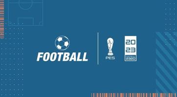 visuel clé abstrait futuriste. bannière avec terrain de football, motifs et icônes inspirés des jeux vidéo de football. écran de menu pour les jeux vidéo de sport. vecteur