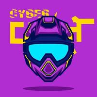 casque de motocross trail logo d'aventure intégral. design coloré avec fond cyberpunk. illustration vectorielle abstraite. fond noir isolé pour t-shirt, affiche, vêtements, merch, vêtements, badge vecteur