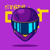 logo du casque intégral. design coloré avec fond cyberpunk. illustration vectorielle abstraite. fond noir isolé pour t-shirt, affiche, vêtements, merch, vêtements, conception de badges vecteur