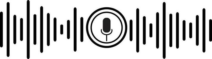 icône de reconnaissance vocale sur fond blanc. assistant vocal personnel. ondes sonores et bouton de microphone. style plat. vecteur