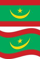 agitant le drapeau de la mauritanie. drapeau mauritanie sur fond blanc. style plat. vecteur