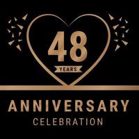 Logotype de célébration d'anniversaire de 48 ans. logo anniversaire avec couleur dorée isolée sur fond noir, création vectorielle pour la célébration, carte d'invitation et carte de voeux. illustration vectorielle eps10 vecteur