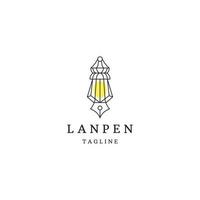 ligne de lanterne avec modèle de conception d'icône de logo de style stylo vecteur plat