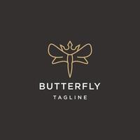 modèle de conception d'icône de logo de ligne de papillon royal de luxe vecteur plat