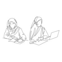 illustration vectorielle des employés de bureau dessinée dans un style d'art en ligne vecteur