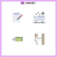 ensemble de 4 symboles d'icônes d'interface utilisateur modernes signes pour seau entreprise couleur remplissage douche argent éléments de conception vectoriels modifiables vecteur