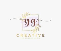 logo féminin initial gg. utilisable pour les logos nature, salon, spa, cosmétique et beauté. élément de modèle de conception de logo vectoriel plat.