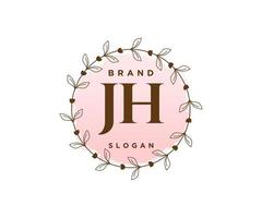 logo féminin jh initial. utilisable pour les logos nature, salon, spa, cosmétique et beauté. élément de modèle de conception de logo vectoriel plat.