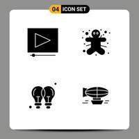 symboles d'icônes universels groupe de 4 glyphes solides modernes d'éléments de conception vectoriels modifiables de cookie de lumière vidéo halloween business vecteur