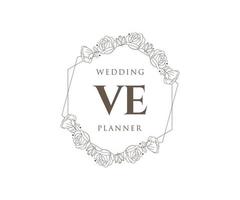 ve initiales lettre mariage monogramme logos collection, modèles minimalistes et floraux modernes dessinés à la main pour cartes d'invitation, réservez la date, identité élégante pour restaurant, boutique, café en image vectorielle vecteur