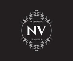 nv initiales lettre mariage monogramme logos collection, modèles minimalistes et floraux modernes dessinés à la main pour cartes d'invitation, réservez la date, identité élégante pour restaurant, boutique, café en image vectorielle vecteur