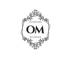 collection de logos de monogramme de mariage lettre initiales om, modèles minimalistes et floraux modernes dessinés à la main pour cartes d'invitation, réservez la date, identité élégante pour restaurant, boutique, café en image vectorielle vecteur