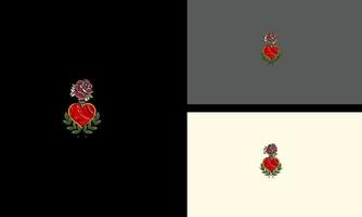 conception de tatouage vecteur vintage fleurs rose rouge