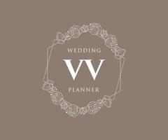 vv initiales lettre mariage monogramme logos collection, modèles minimalistes et floraux modernes dessinés à la main pour cartes d'invitation, réservez la date, identité élégante pour restaurant, boutique, café en image vectorielle vecteur