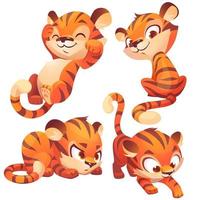 mignon petit personnage de tigre dormir et se faufiler vecteur