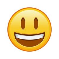 visage souriant avec la bouche ouverte grande taille de sourire emoji jaune vecteur