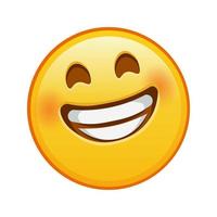 visage souriant avec des yeux rieurs grande taille de sourire emoji jaune vecteur