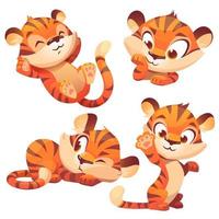 personnage de dessin animé mignon petit tigre, animal drôle vecteur