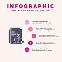 présentation graphique facture rapport icône solide infographie 5 étapes fond de présentation vecteur