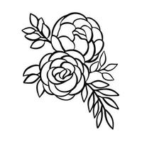 composition de roses linéaires, fleurs, vecteur monochrome
