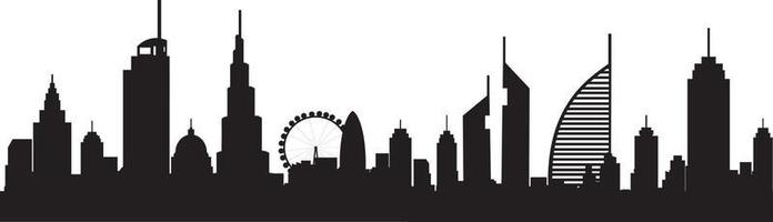 silhouette d'horizon de la ville de dubaï. illustration vectorielle vecteur