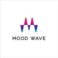 lettre m ou mw, logo d'onde sonore liquide avec dégradé multicolore vecteur